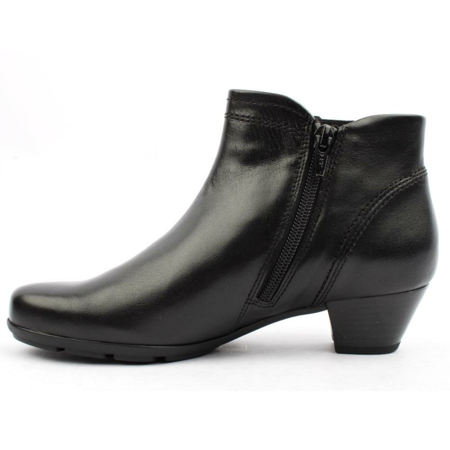 Women Gabor | 35638 Low Heel Boot - Black Leather