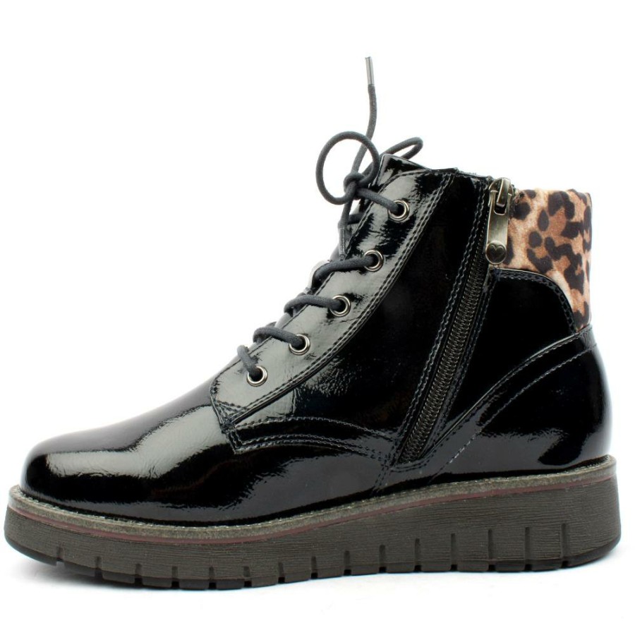 Women Marco Tozzi | 25229 Laced Boot - Navy Patent