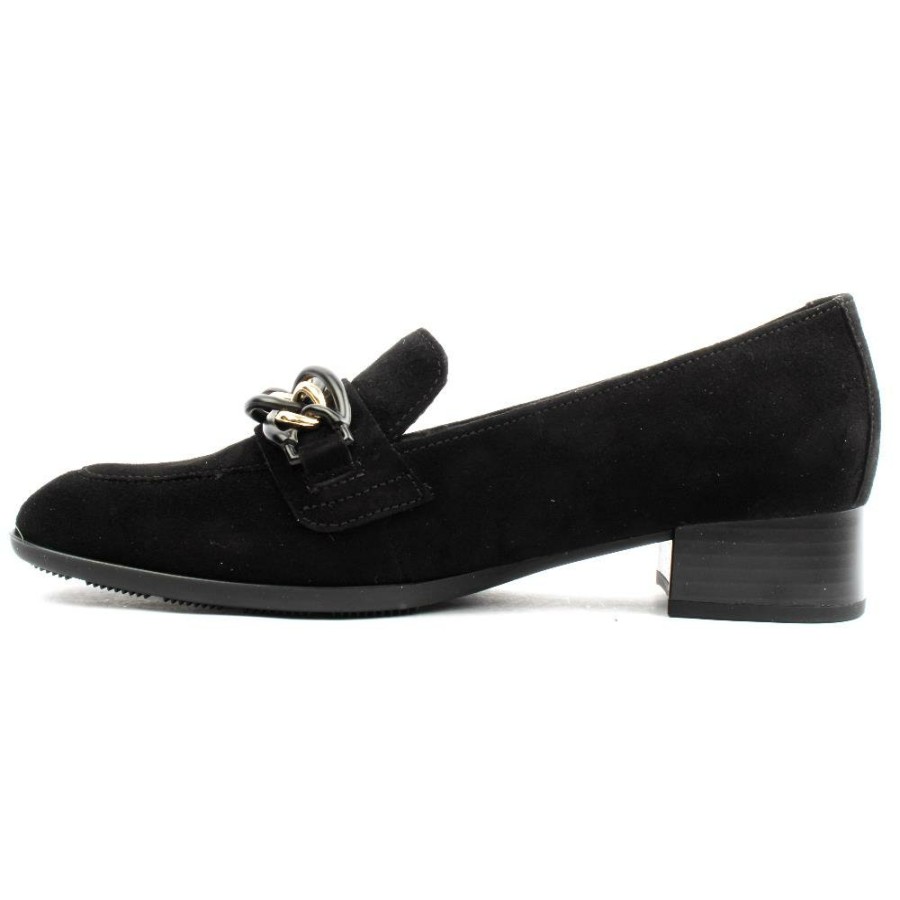 Women Gabor | 35281 Loafer Shoe - Black Suede