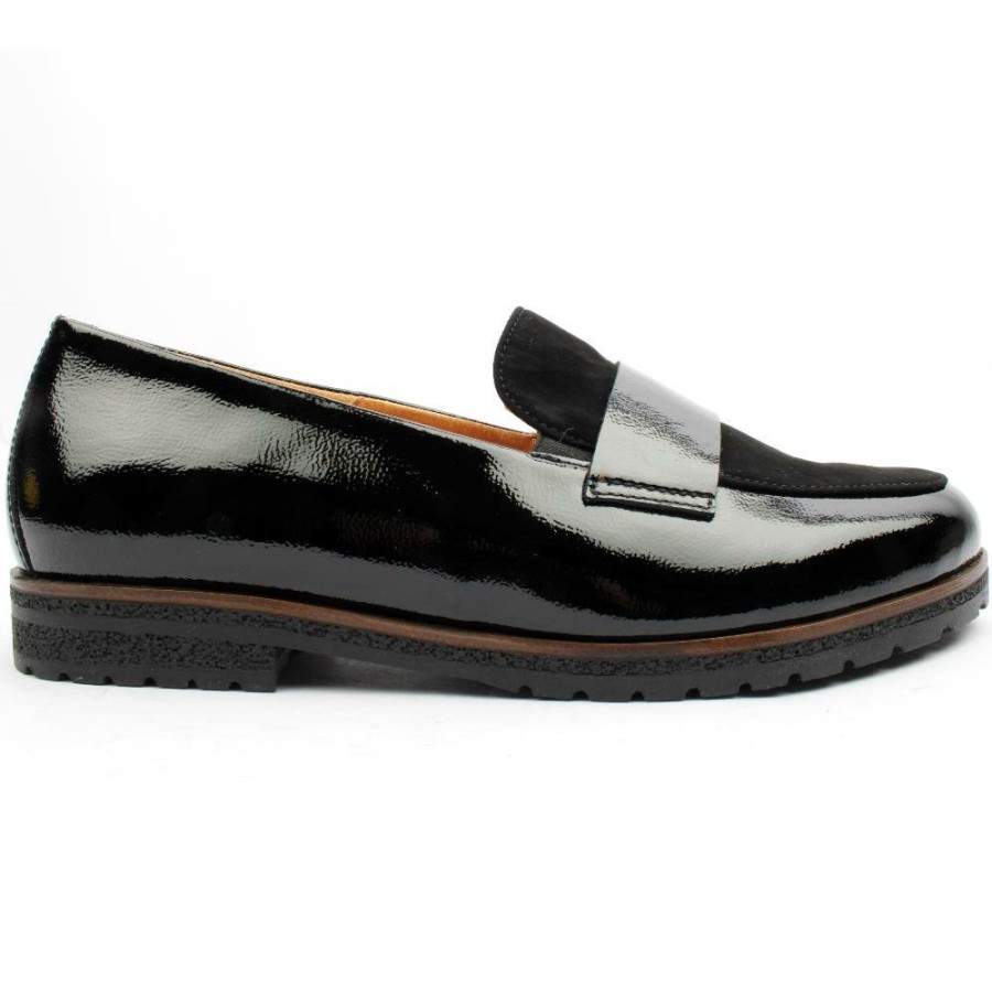 Women Gabor | 32042 Loafer Shoe - Black Patent