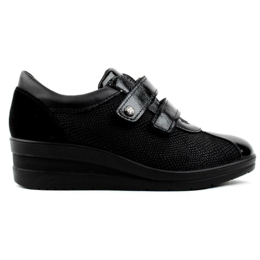 Women IMAC | 255720 Velcro Wedge Shoe - Black