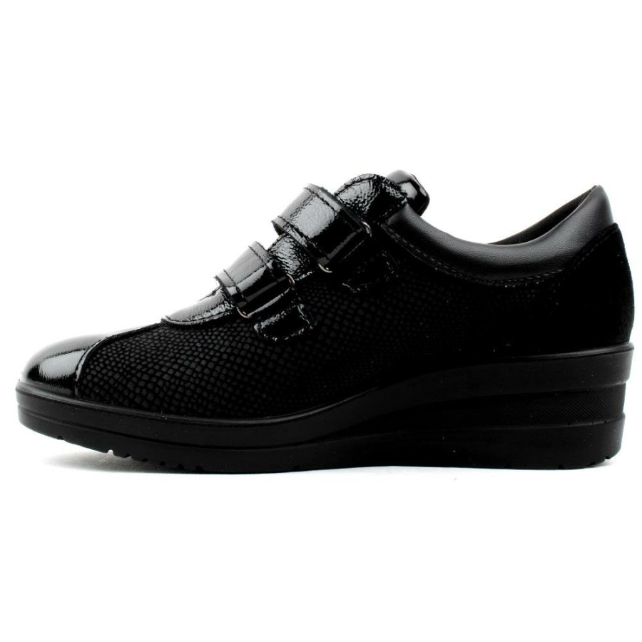 Women IMAC | 255720 Velcro Wedge Shoe - Black