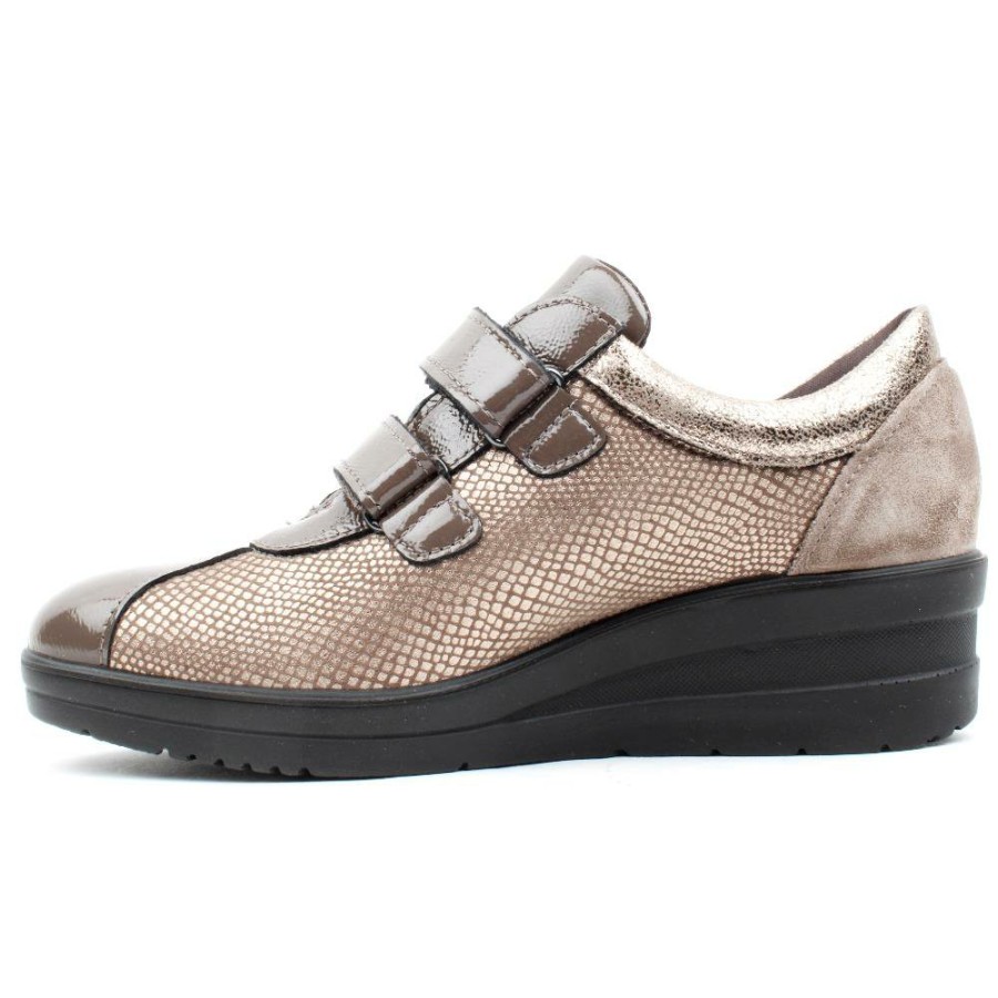 Women IMAC | 255720 Velcro Wedge Shoe - Taupe