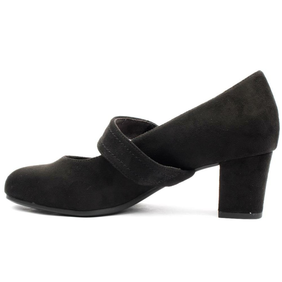 Women Jana | 24468 Strap Shoe - Black Suede