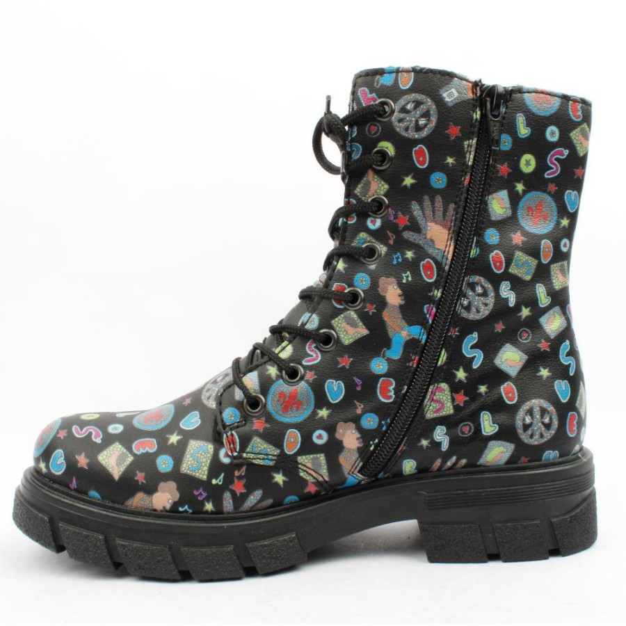 Women Rieker | Z9120 Laced Boot - Black Multi