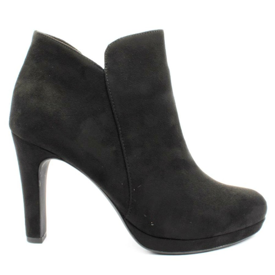 Women Tamaris | 25316 High Heel Ankle Boot - Black Suede
