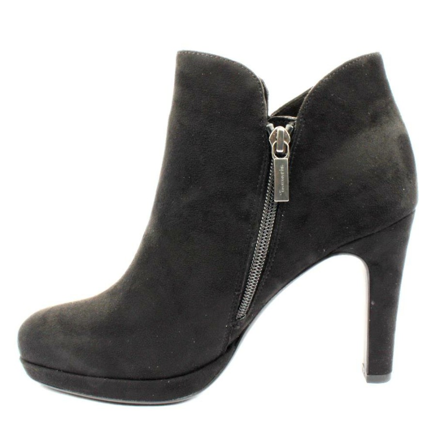 Women Tamaris | 25316 High Heel Ankle Boot - Black Suede