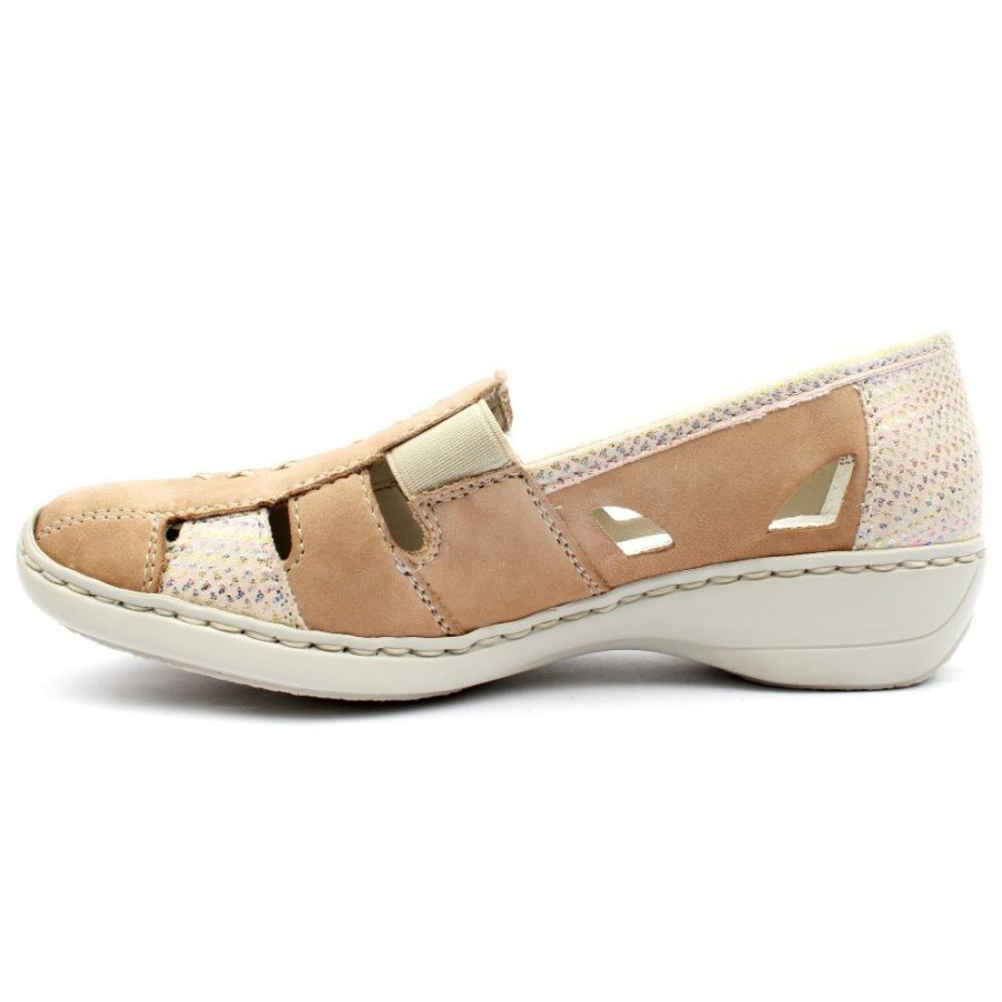 Women Rieker | 41385 Slip On Shoe - Beige