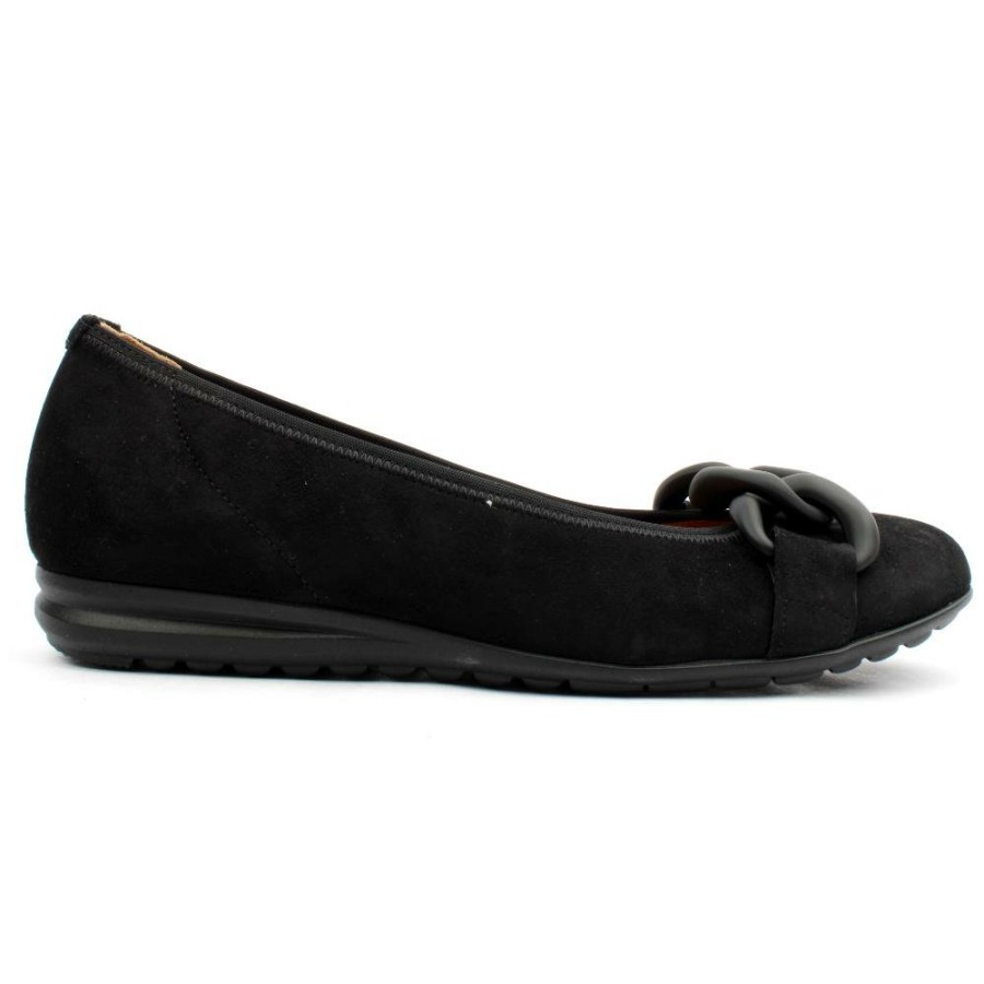 Women Gabor | 32625 Pomp Shoe - Black Suede