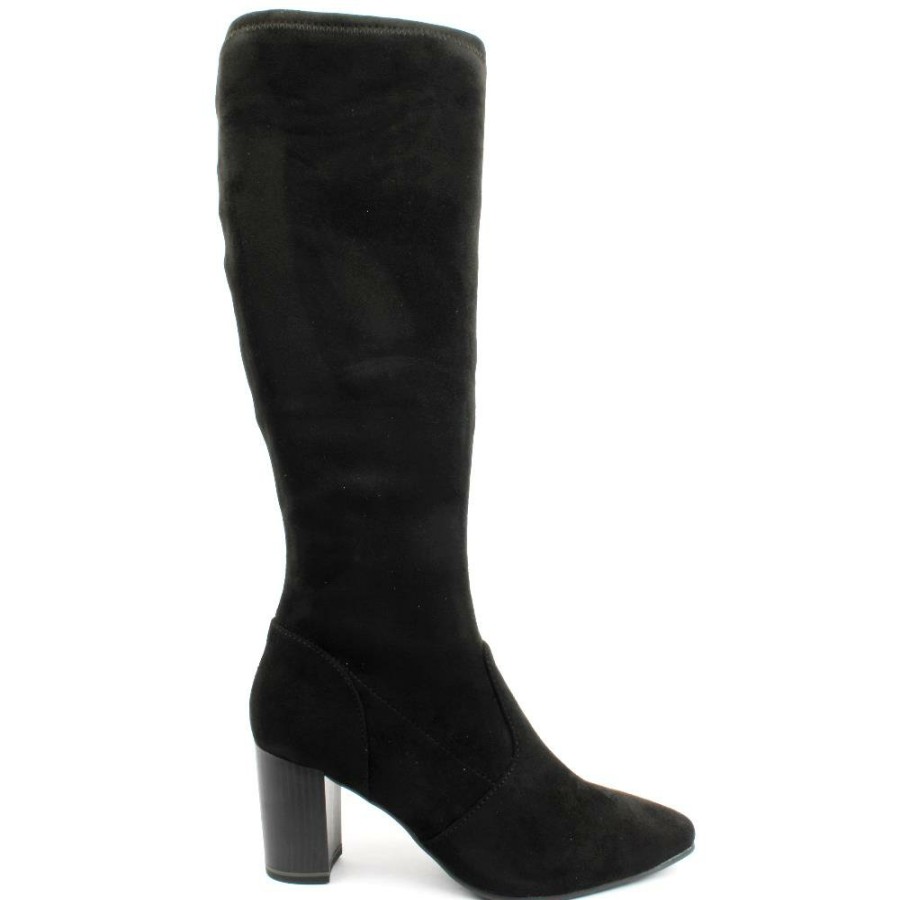 Women Caprice | 25520 Suede Knee High - Black Suede