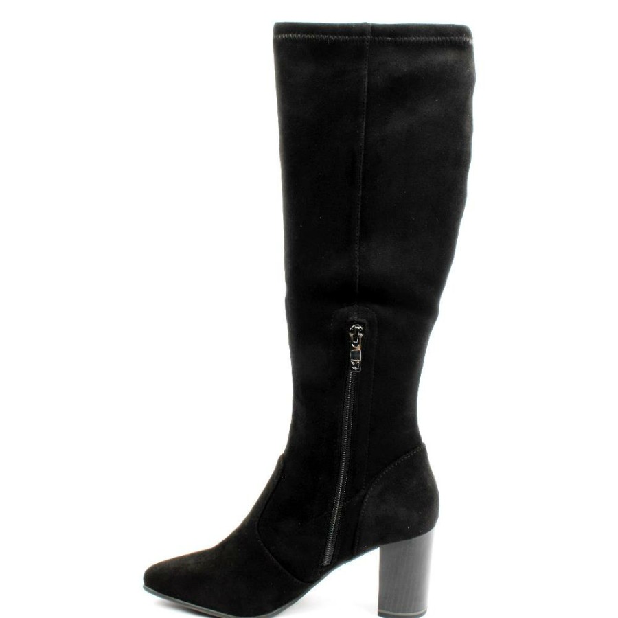 Women Caprice | 25520 Suede Knee High - Black Suede