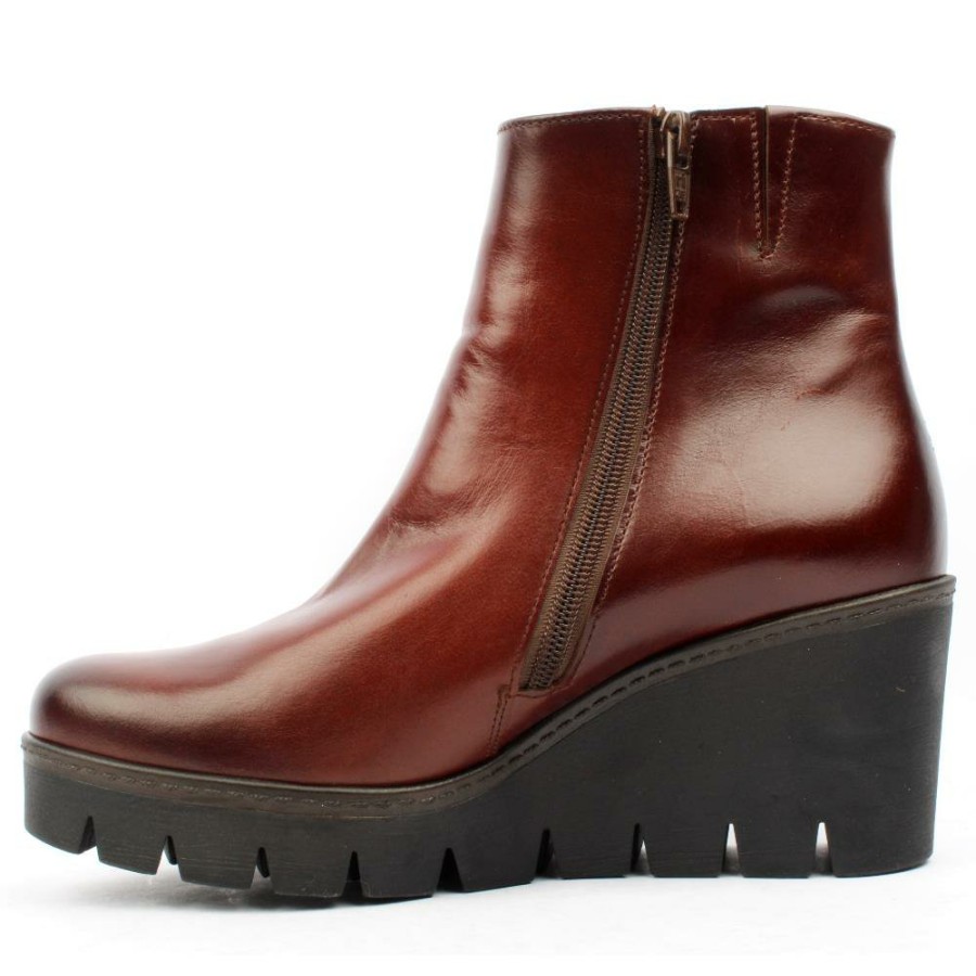 Women Gabor | 34780 Wedge Boot - Tan Leather