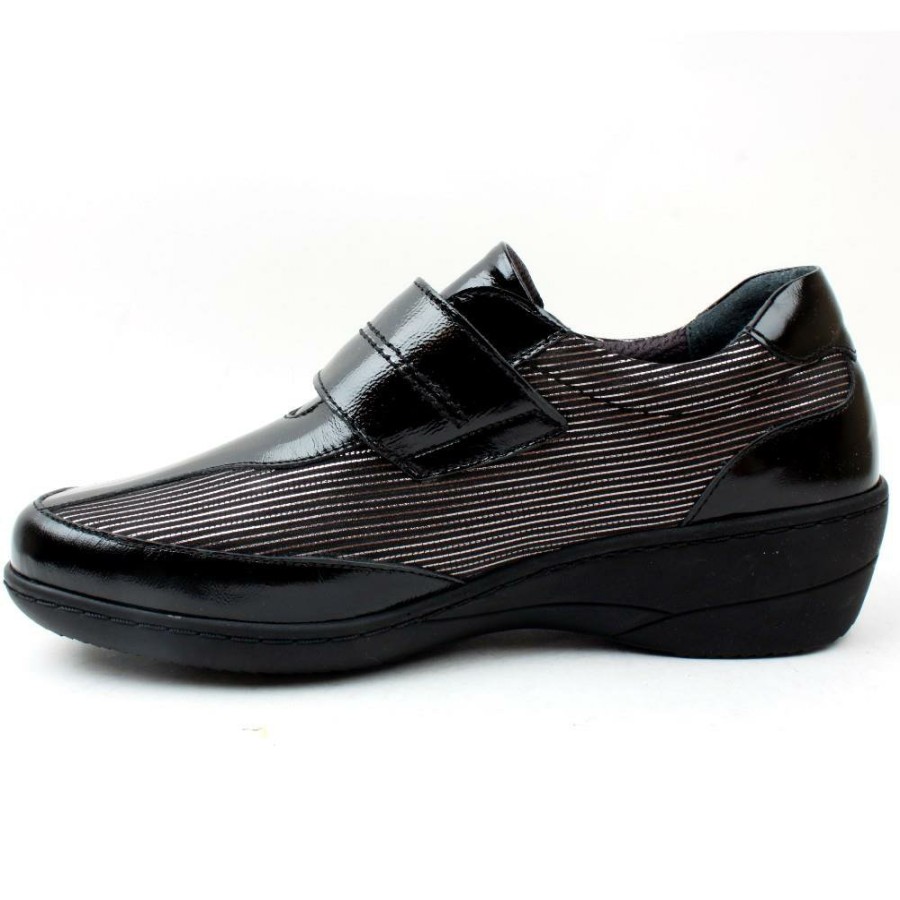 Women Softmode | Ellen Velcro Shoe - Black Patent