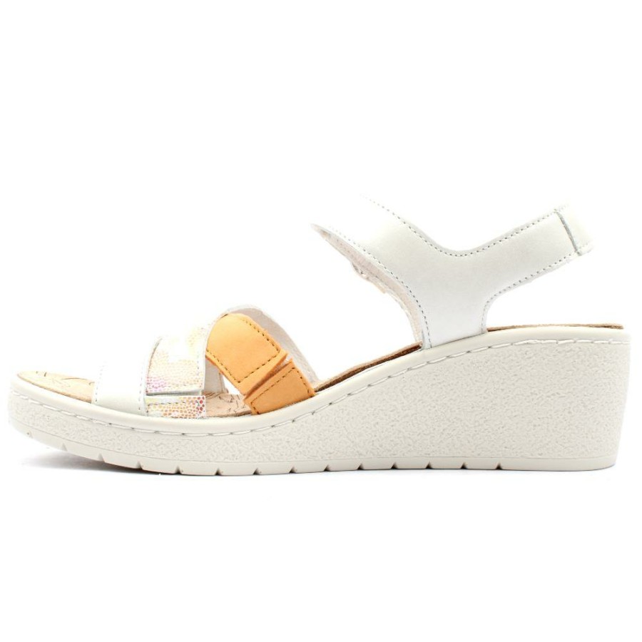 Women Mephisto | Pietra Wedge Sandal - White Multi