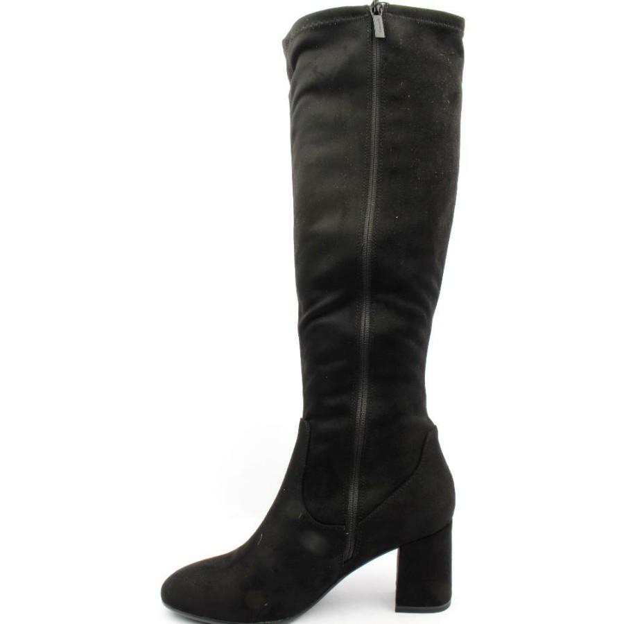 Women Tamaris | 25508 Knee High Boot - Black Suede