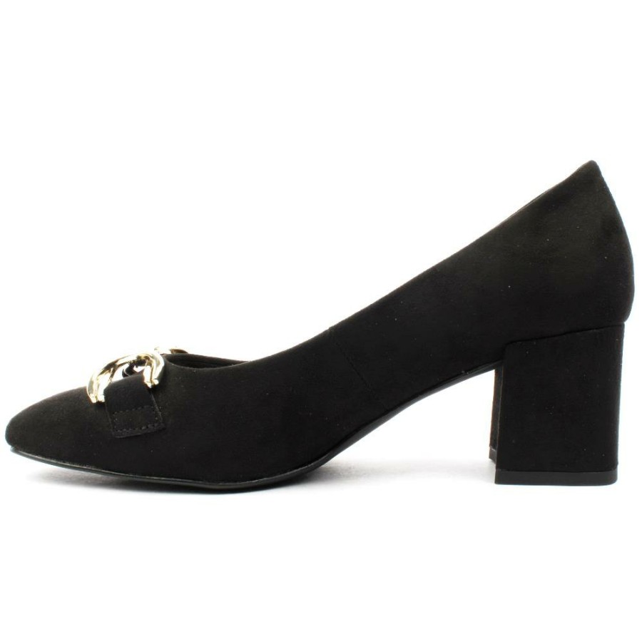 Women Marco Tozzi | 22428 Block Heel Court - Black Suede